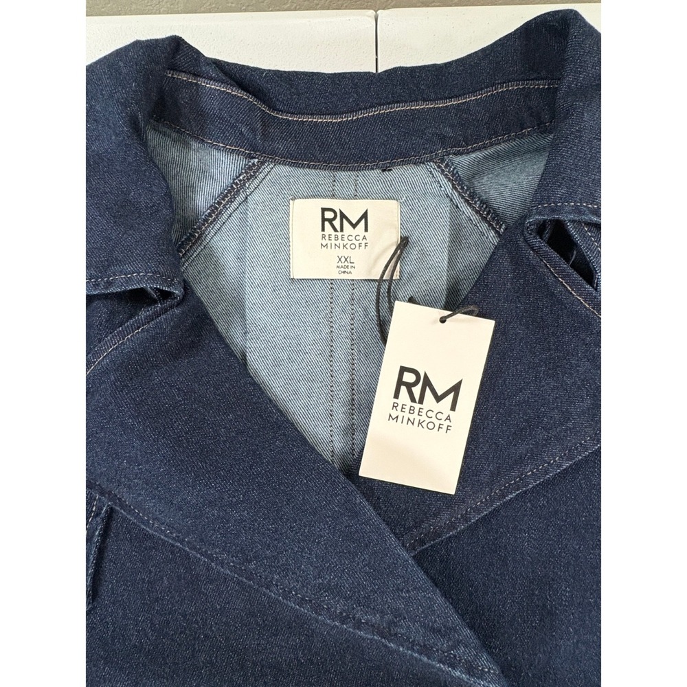 Rebecca Minkoff Blair Wash Denim Jacket XXL – Double Breasted Snap Front - NWT - Picture 3 of 8
